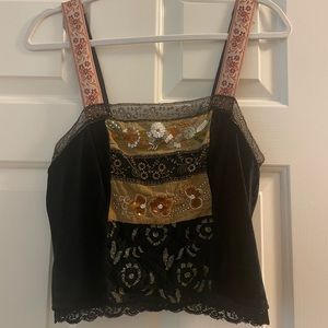 STUNNING Free People Velvet Beaded Tank